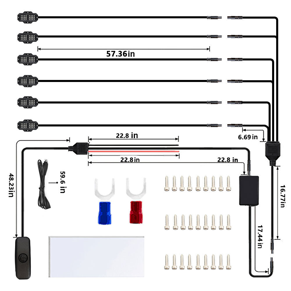 RGB LED Rock Lights Kits Multicolor Exterior Waterproof Underglow Neon Light Kits for Atv Utv Suv off Road Auto 1 to 6 - Premium Car LED Lights from Rapidvehicles - Just $53.63! Shop now at Rapidvehicles