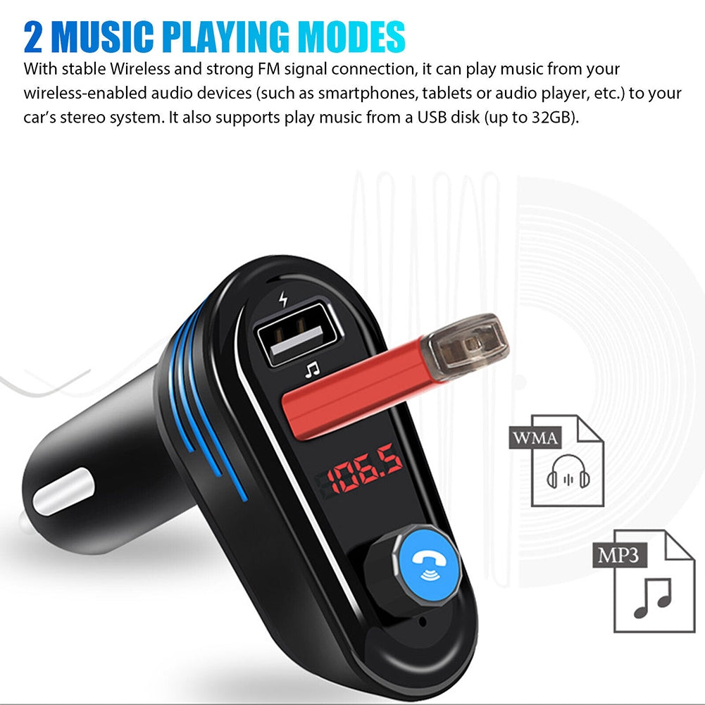 FM Transmitter For Car Wireless Radio Adapter MP3 Player Stereo Music Hands Free Car Kit U Disk Playback black - Premium Car Chargers from Rapidvehicles - Just $31.99! Shop now at Rapidvehicles