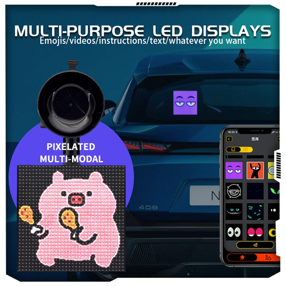 Pixel Display Screen Smartphone App Control DIY Custom Emoticon - Premium Car LED Lights from Rapidvehicles - Just $62.99! Shop now at Rapidvehicles