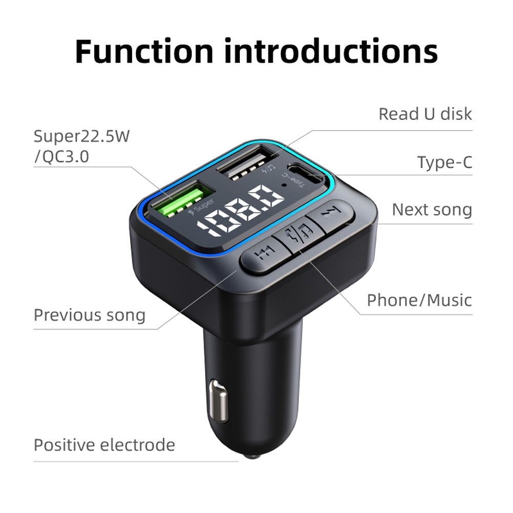 Wireless FM Transmitter For Car MP3 Player Dual USB QC3.0 Quick Charge Handsfree Calling 12-24V Vehicle Universal black - Premium Car Chargers from Rapidvehicles - Just $20.99! Shop now at Rapidvehicles