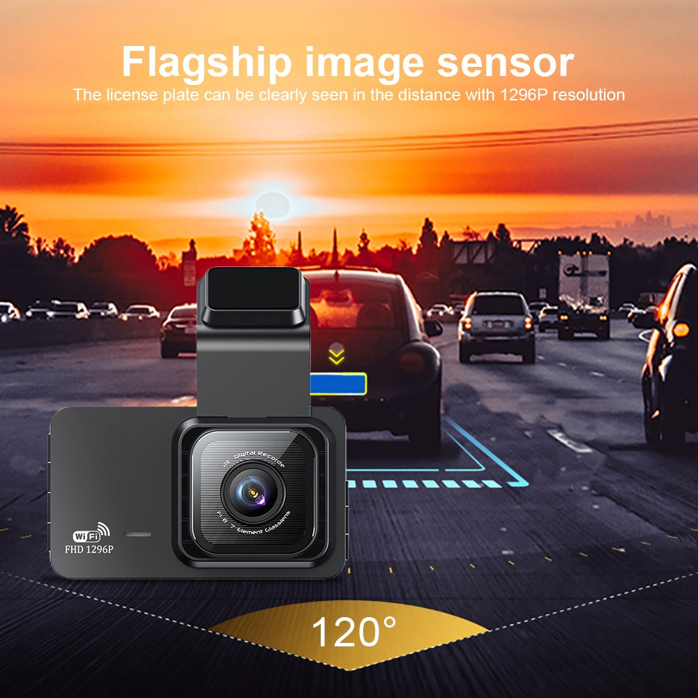 WIFI Dash Cam 3 inch IPS Screen Front Rear Dual Dash Camera 120 Wide Angle Driving Recorder Loop Recording App Control black - Premium Car DVR from Rapidvehicles - Just $46.96! Shop now at Rapidvehicles