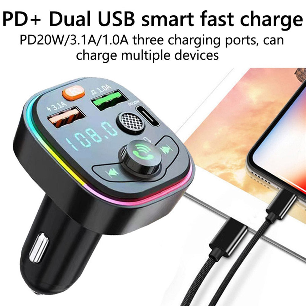 Q6 Car Radio FM Transmitter Dual USB Fast Charging Adapter MP3 Music Player Hands Free Car Kit With Pressure Gauge black - Premium Car Chargers from Rapidvehicles - Just $17.99! Shop now at Rapidvehicles