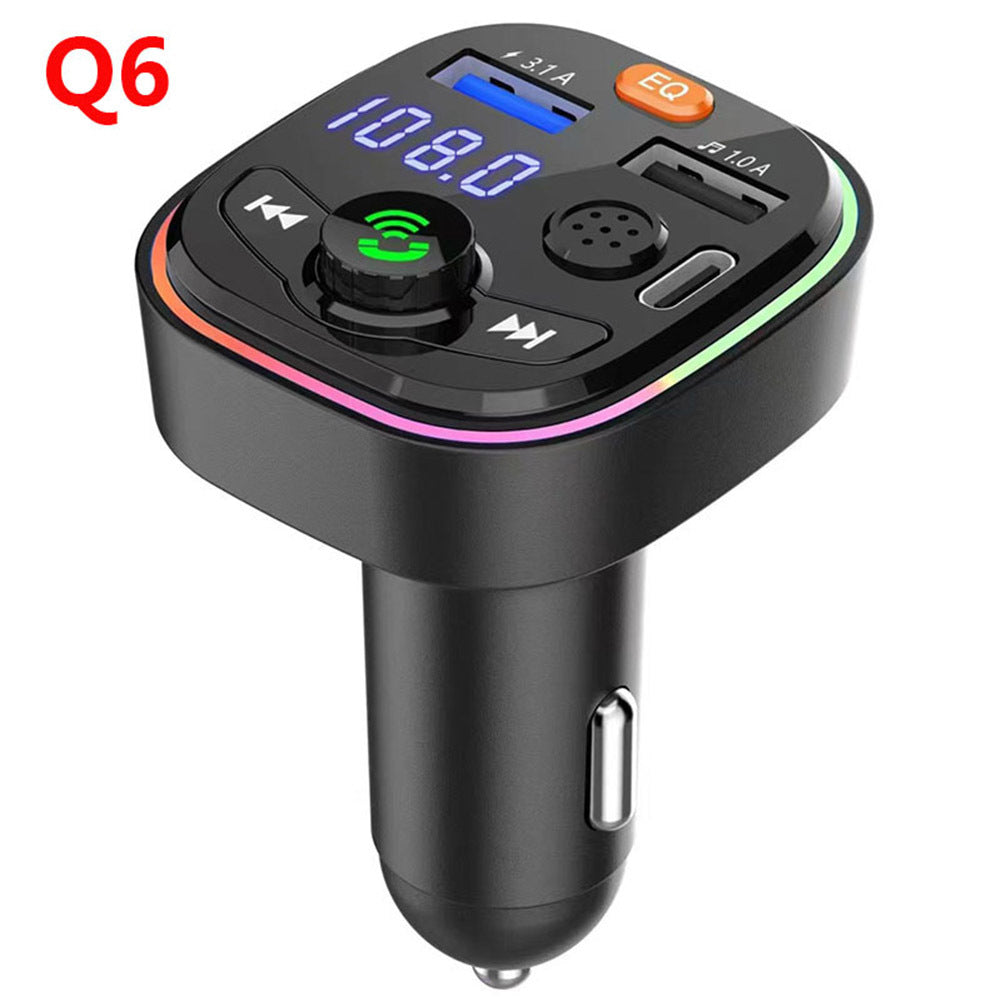 Q6 Car Radio FM Transmitter Dual USB Fast Charging Adapter MP3 Music Player Hands Free Car Kit With Pressure Gauge black - Premium Car Chargers from Rapidvehicles - Just $17.99! Shop now at Rapidvehicles