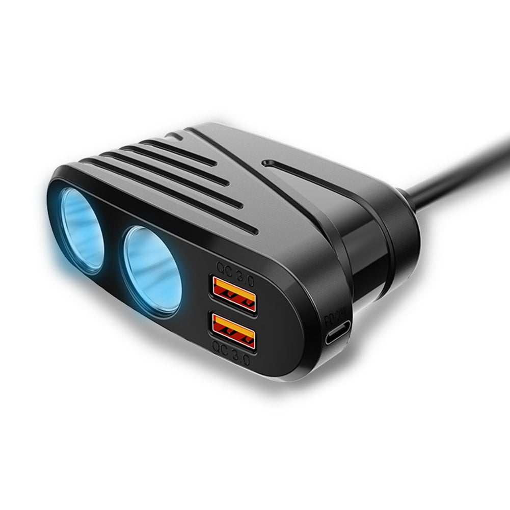 USB Car Charger Dual QC3.0 Single Type-C PD18W Fast Charging 2 Sockets Cigarette Lighter Splitter For 12/24V Vehicle black - Premium Car Chargers from Rapidvehicles - Just $30.99! Shop now at Rapidvehicles