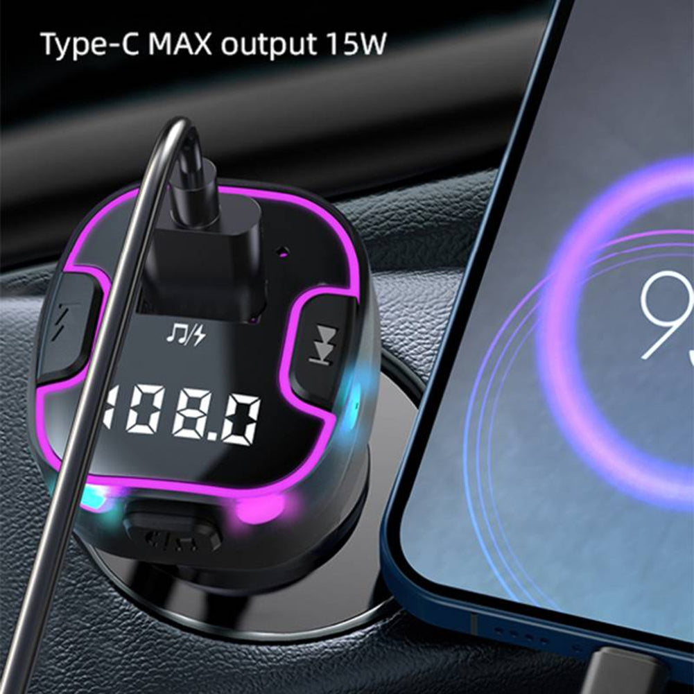 USB Car Charger 3 Ports Super Fast Charging Adapter MP3 Player Audio Transmitter With Colored Ambient Light black - Premium Car Chargers from Rapidvehicles - Just $21.99! Shop now at Rapidvehicles