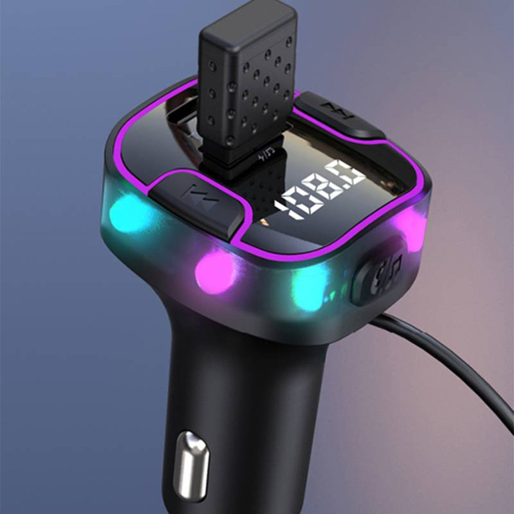 USB Car Charger 3 Ports Super Fast Charging Adapter MP3 Player Audio Transmitter With Colored Ambient Light black - Premium Car Chargers from Rapidvehicles - Just $21.99! Shop now at Rapidvehicles