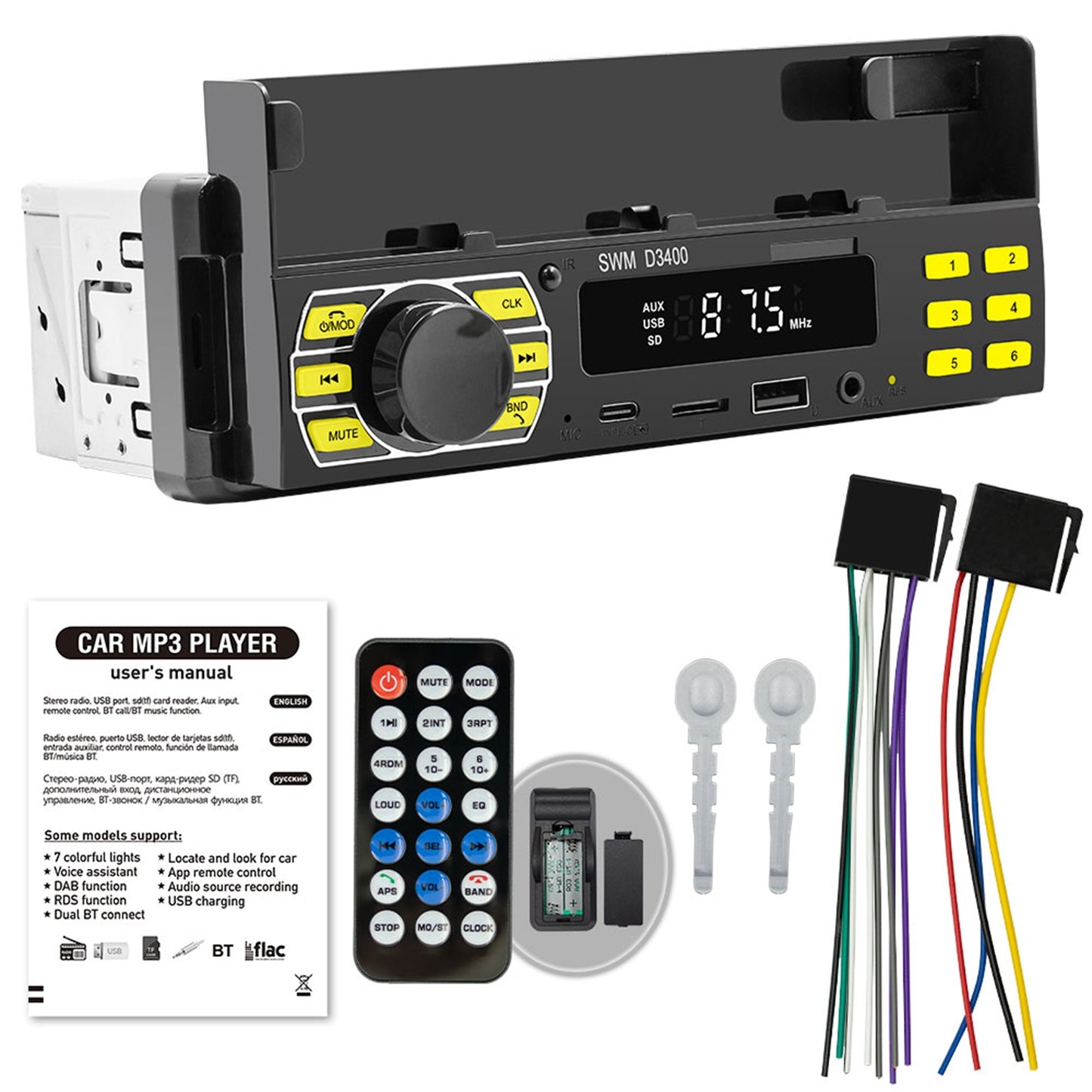 D3400 Car Stereo Multimedia MP3 Player AUX Hands-Free Calling Car - Premium Other Car Electronics from Rapidvehicles - Just $51.99! Shop now at Rapidvehicles