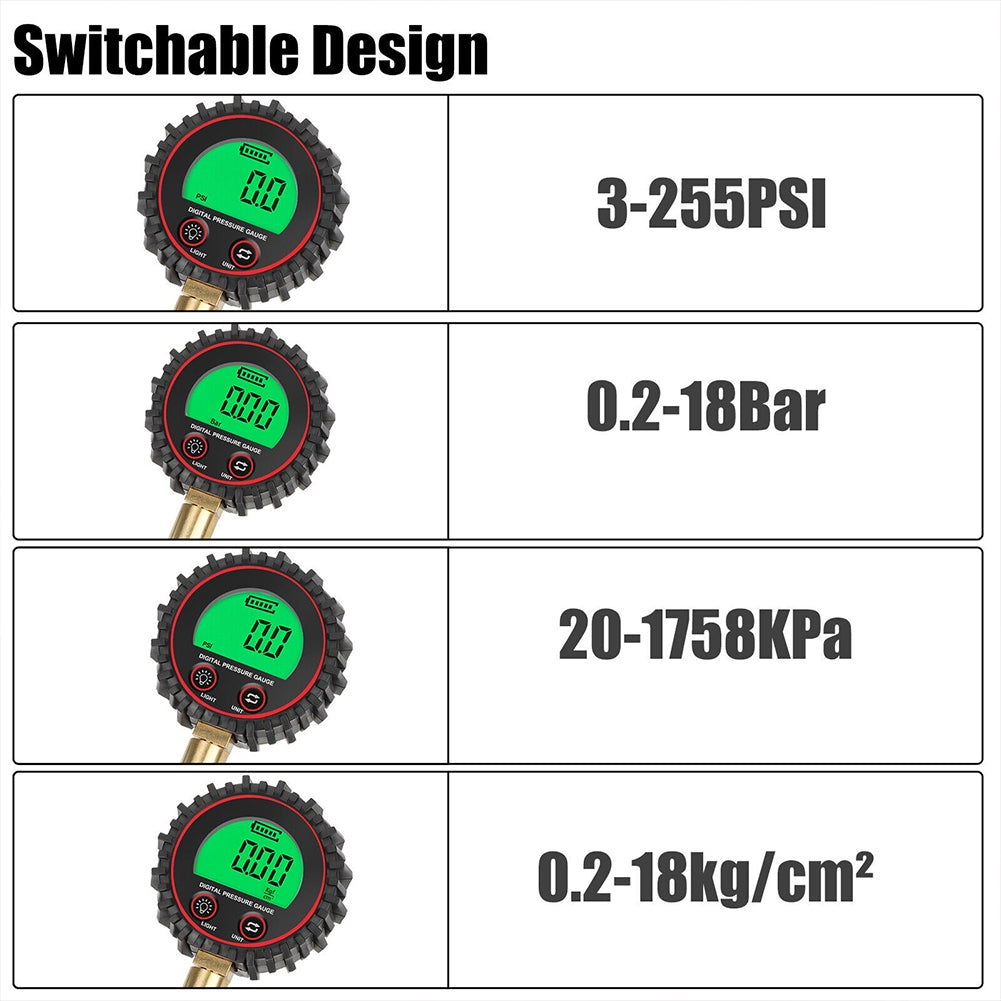 Digital Tire Pressure Gauge 255PSI Professional Accuracy LCD Display Air Pressure Gauge For Trucks Cars RVs black - Premium OBD & Diagnostic Tools from Rapidvehicles - Just $27.99! Shop now at Rapidvehicles