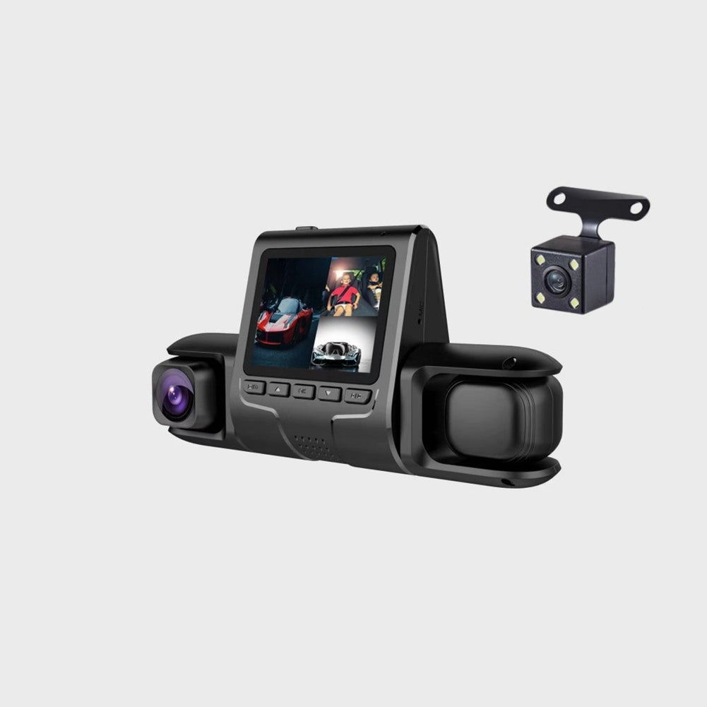 Dash Cam 3 Channel Front Rear Inside 1080P Car Dvr Dashboard Camera with IR Night Vision Loop Recording Black - Premium Car DVR from Rapidvehicles - Just $52.68! Shop now at Rapidvehicles