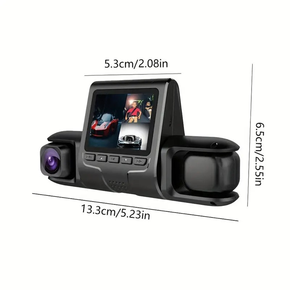 Dash Cam 3 Channel Front Rear Inside 1080P Car Dvr Dashboard Camera with IR Night Vision Loop Recording Black - Premium Car DVR from Rapidvehicles - Just $52.68! Shop now at Rapidvehicles