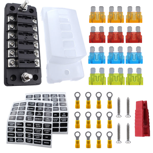 6-Way Marine Blade Fuse Block DC 10V-32V Independent Positive - Premium Car Organizers from Rapidvehicles - Just $33.99! Shop now at Rapidvehicles