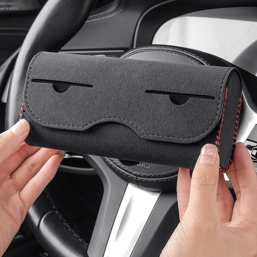 Universal Car Sunglass Holder Sun Visor Eyeglasses Case Clip Hanger Sunglasses Storage Protective Box Auto Accessories Black+ white wire - Premium Car Organizers from Rapidvehicles - Just $26.76! Shop now at Rapidvehicles