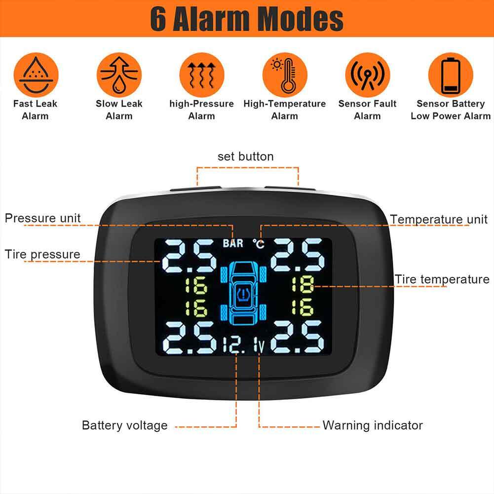 Tire Pressure Monitoring System 0-3.5 Bar Solar USB Tpms Wireless Sensor Cigarette Lighter Power Black - Premium Car Chargers from Rapidvehicles - Just $52.99! Shop now at Rapidvehicles