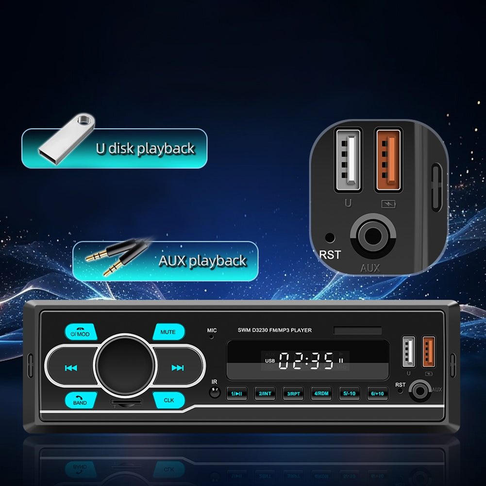 D3230 Car Radio V5.0 MP3 Player FM Radio LED Display 7 Color - Premium Other Car Electronics from Rapidvehicles - Just $45.99! Shop now at Rapidvehicles