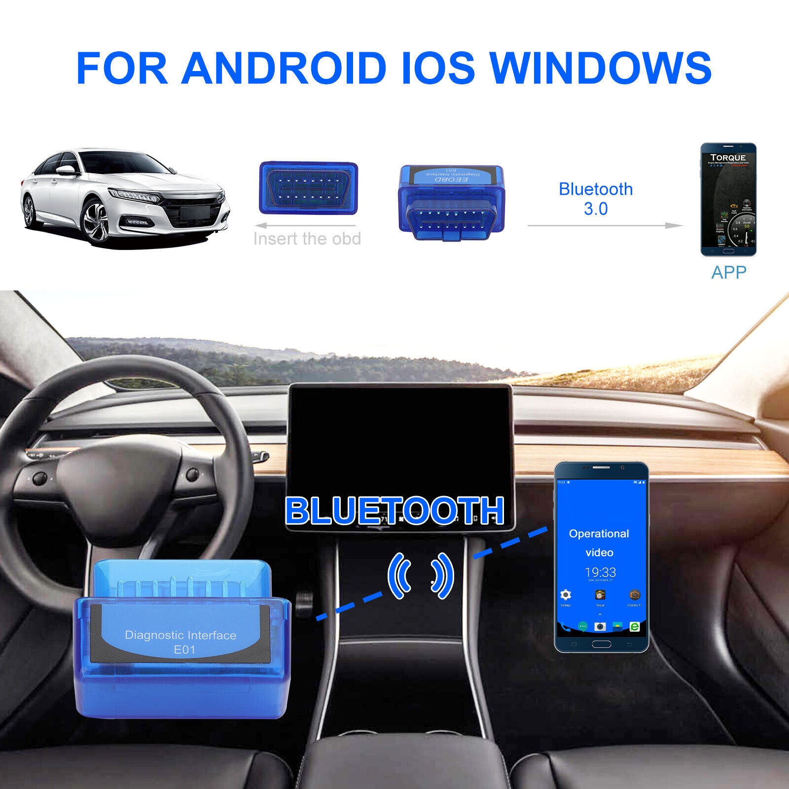 Mini ELM327 OBDII Car Auto Diagnostic Scanner Code Reader V3.0 OBD2 Professional Scan Tool Compatible For Android Windows PC blue - Premium OBD & Diagnostic Tools from Rapidvehicles - Just $18.99! Shop now at Rapidvehicles