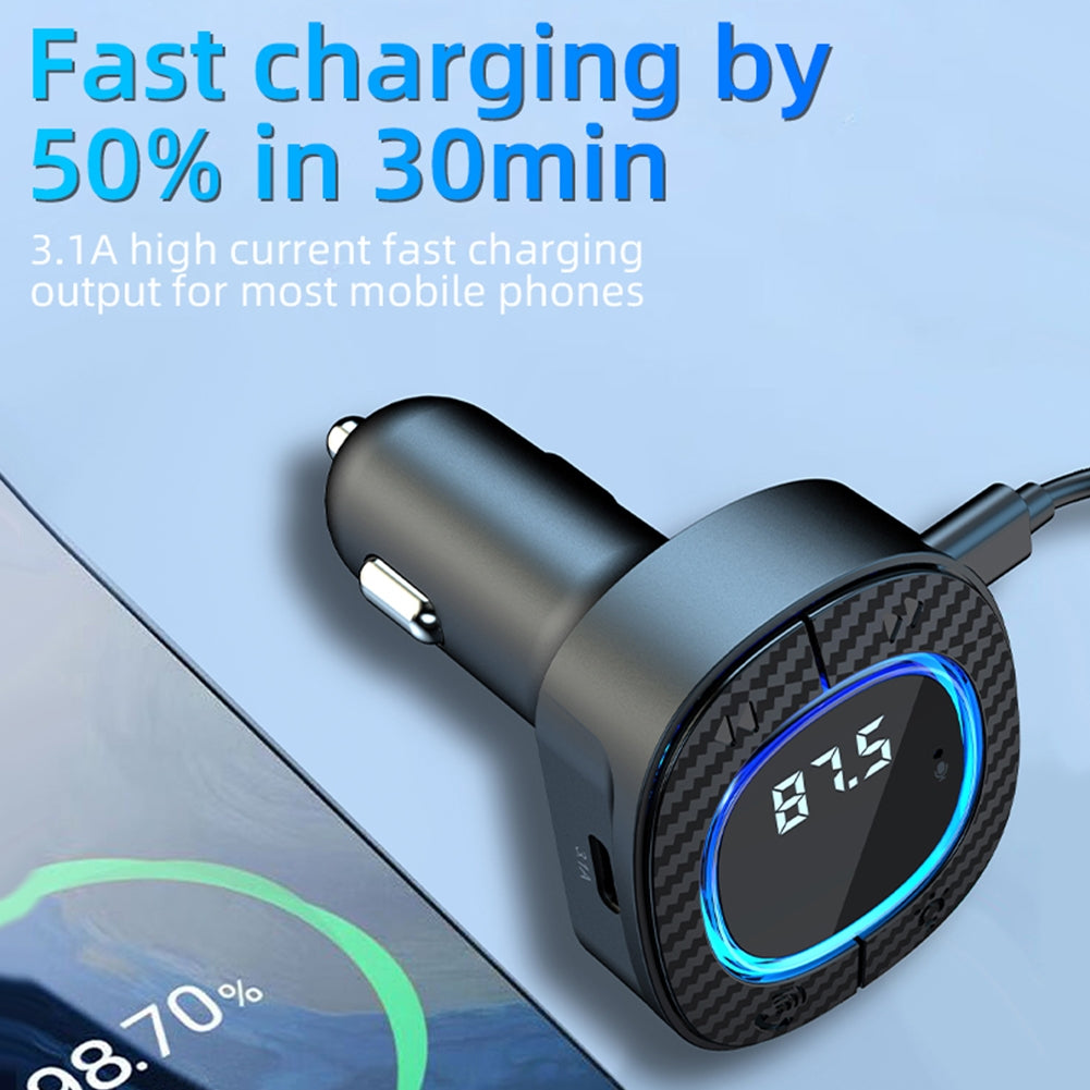 Handsfree Call Car Charger FM Transmitter With Light Dual USB - Premium Car Chargers from Rapidvehicles - Just $21.99! Shop now at Rapidvehicles