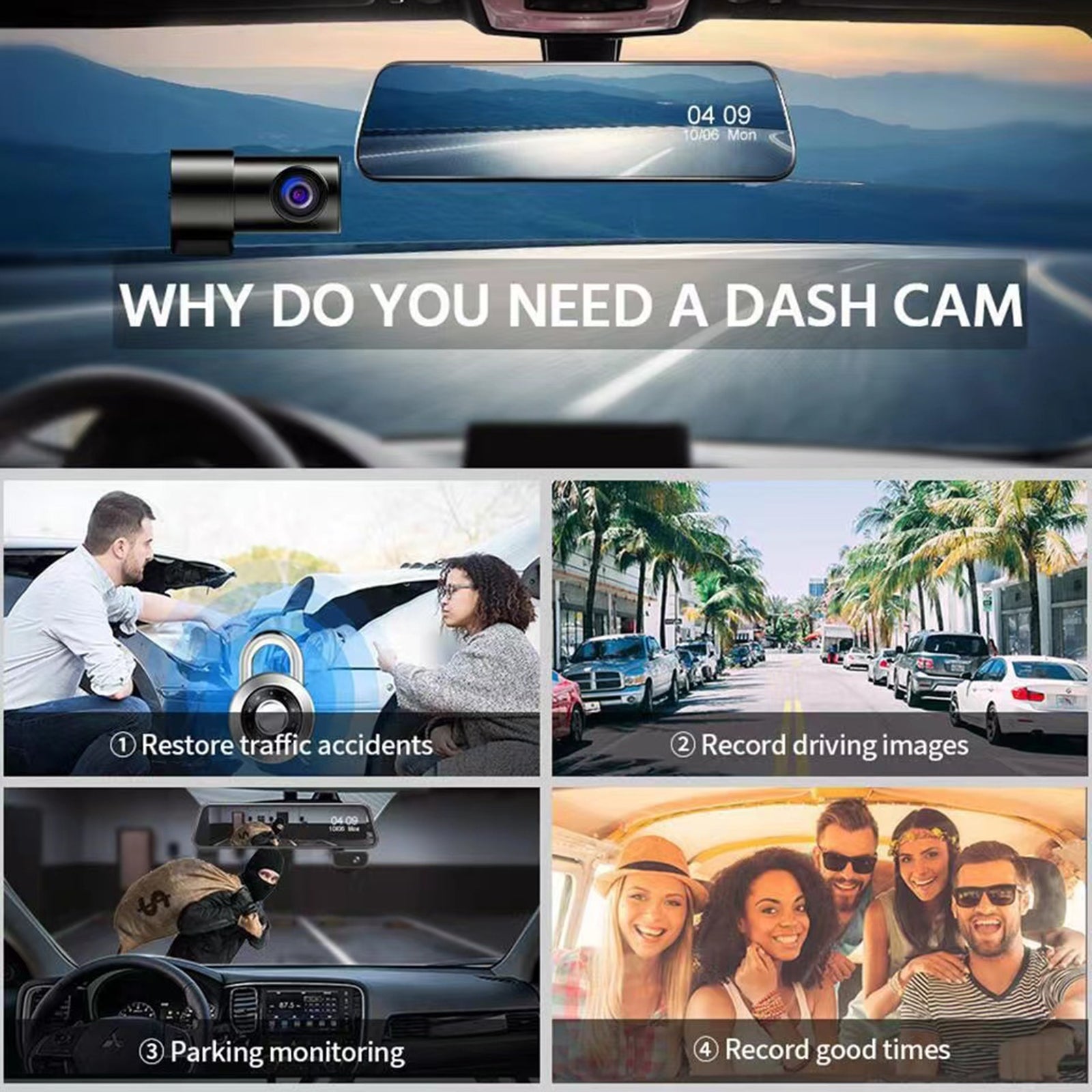 3 Channel Dash Cam 1080P HD Full Touch Screen 170 Degrees Wide Angle Dashboard Camera G-Sensor Black - Premium Car DVR from Rapidvehicles - Just $76.08! Shop now at Rapidvehicles