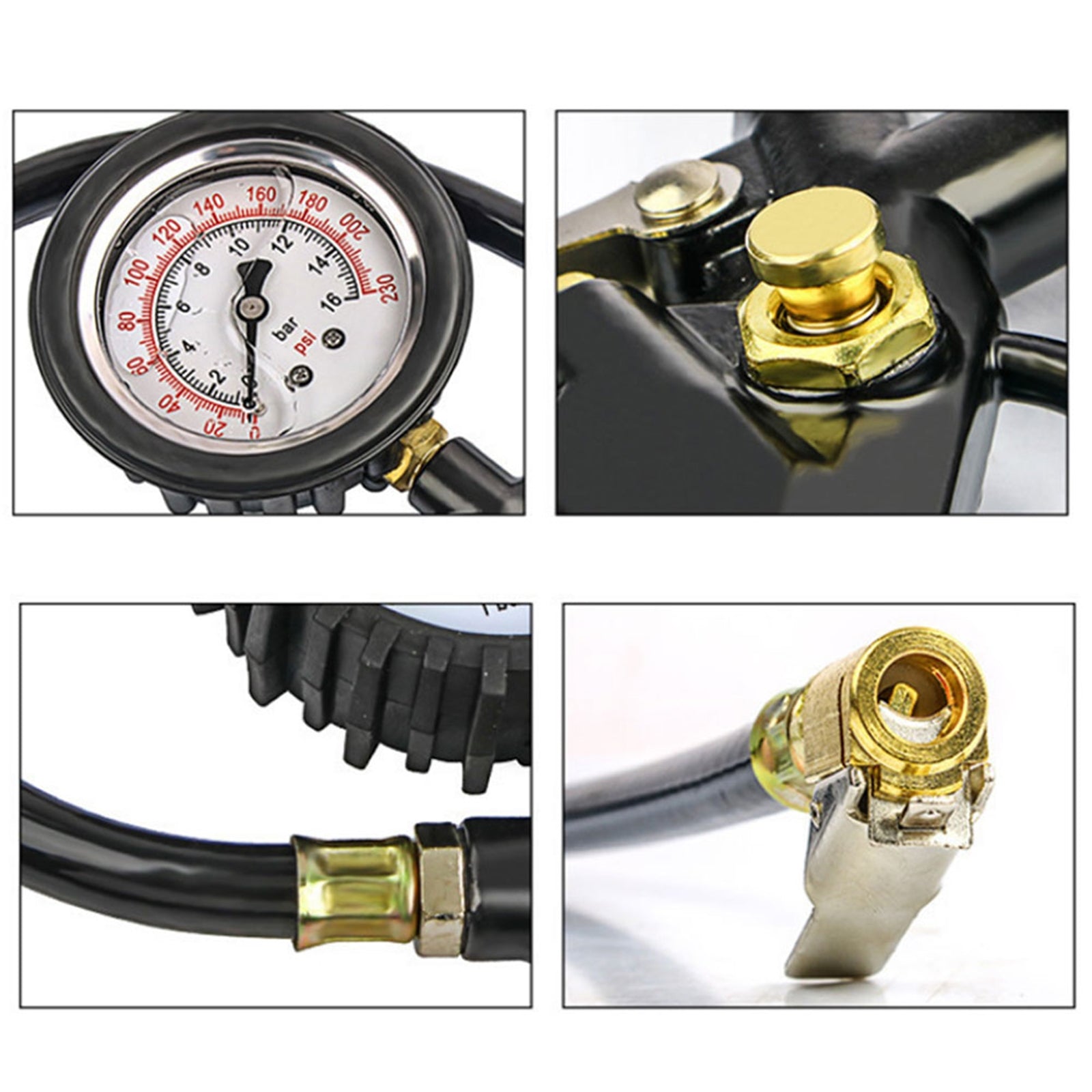 Tire Air Pressure Gauge Inflator Deflator With Rubber Hose 220bar Air Pump Compressor For RV Car Motorcycle Bike black - Premium OBD & Diagnostic Tools from Rapidvehicles - Just $28.99! Shop now at Rapidvehicles