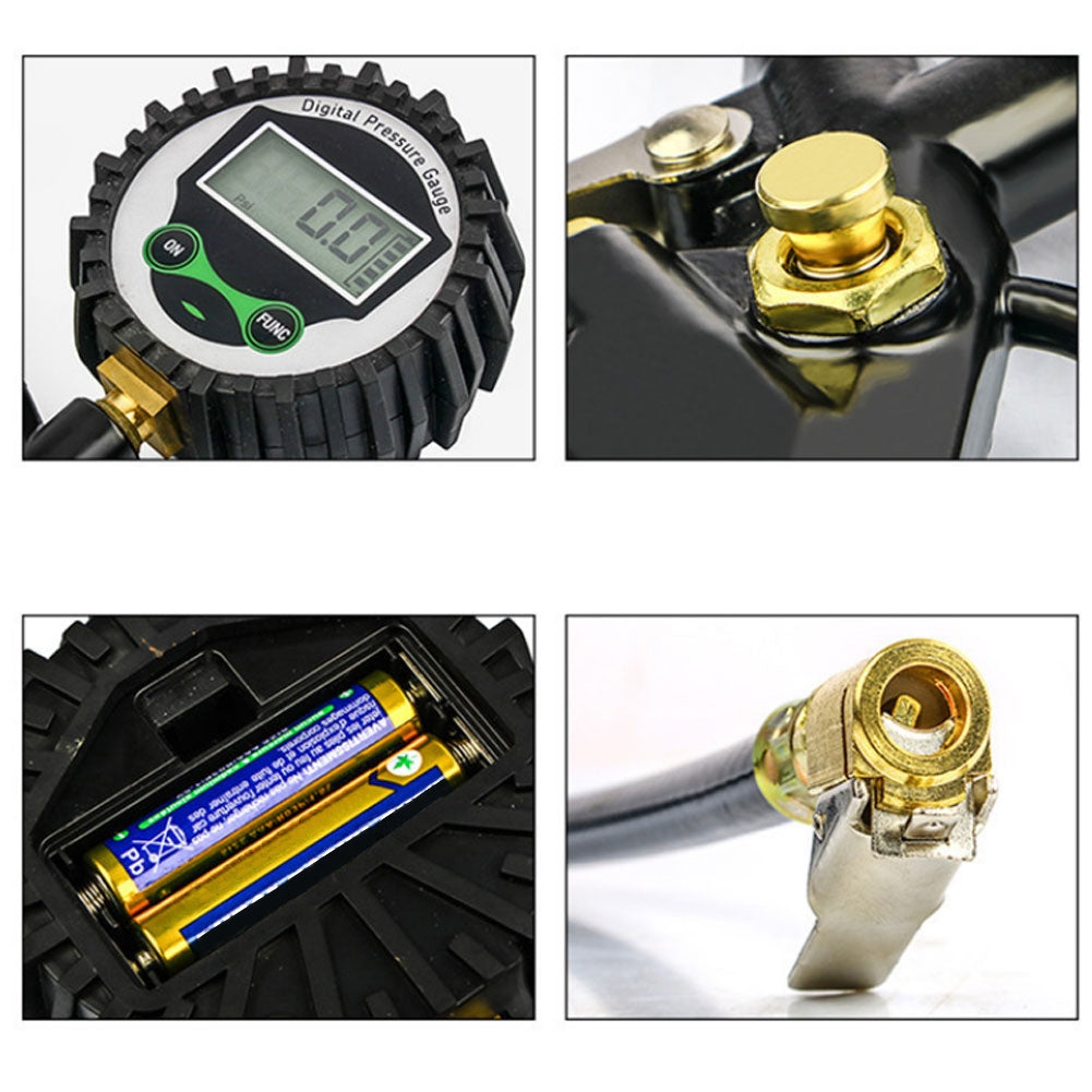 Digital Tire Inflator With Pressure Gauge Air Chuck With Rubber Hose Quick Connect Coupler Car Accessories. black - Premium OBD & Diagnostic Tools from Rapidvehicles - Just $31.99! Shop now at Rapidvehicles