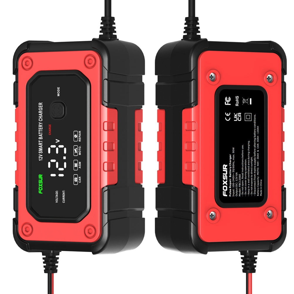 Car Battery Charger 12V 6-Amp Fully Automatic Smart Battery Charger Screen Display Trickle Charger Maintainer US Plug - Premium Motorcycle Accessories from Rapidvehicles - Just $36.99! Shop now at Rapidvehicles