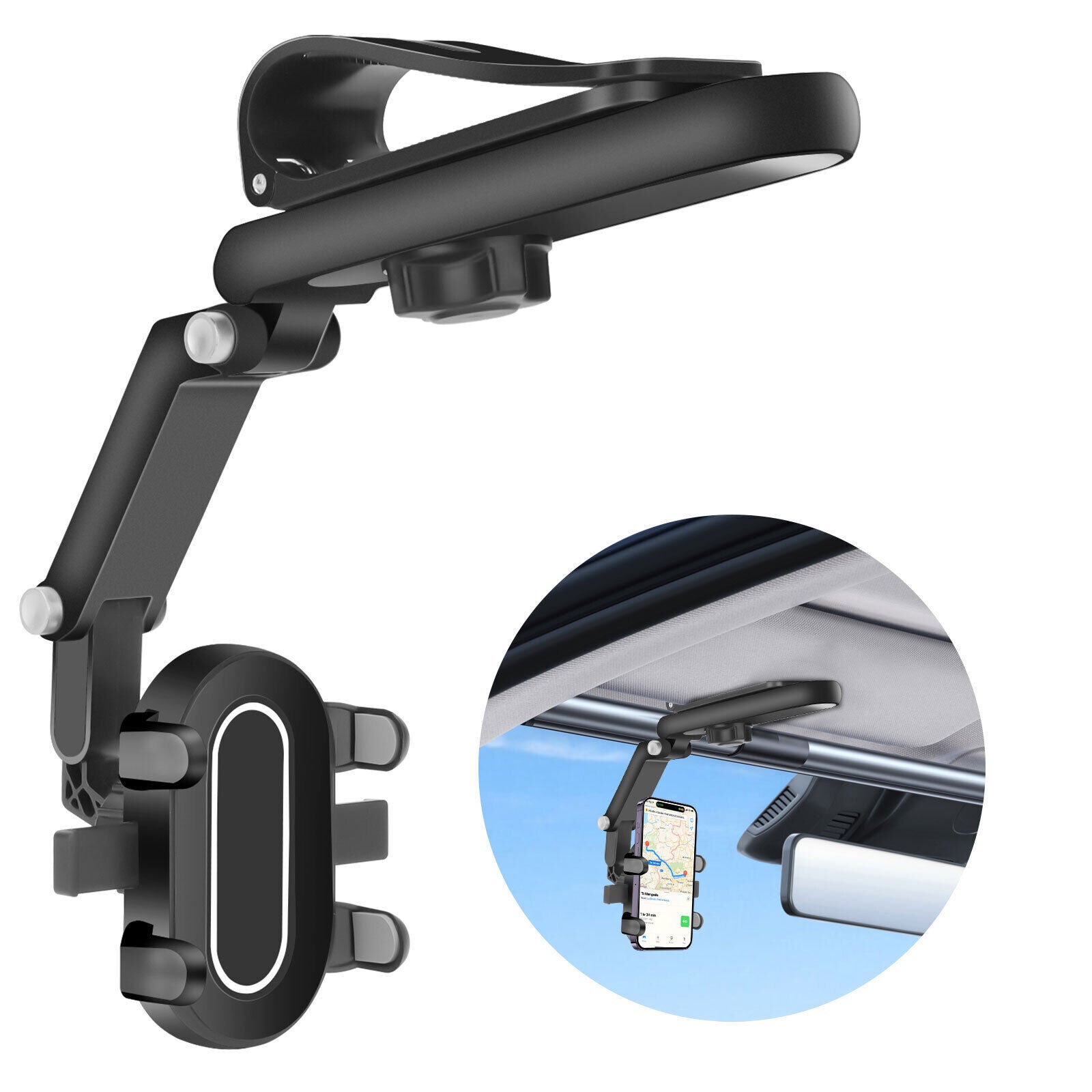 Sun Visor Cell Phone Holder Mount For Car 1080 Rotatable Retractable Universal Adjustable Cell Phone Holder Multifunctional black - Premium Car Mounts & Holders from Rapidvehicles - Just $20.99! Shop now at Rapidvehicles