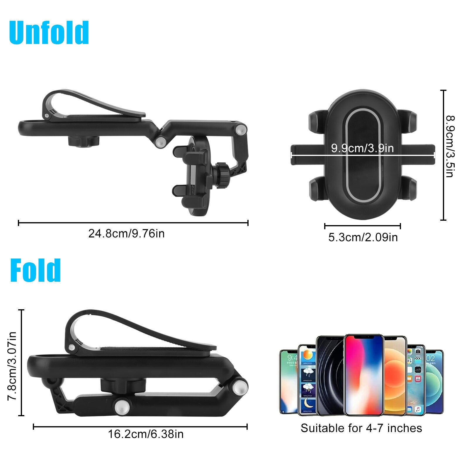 Sun Visor Cell Phone Holder Mount For Car 1080 Rotatable Retractable Universal Adjustable Cell Phone Holder Multifunctional black - Premium Car Mounts & Holders from Rapidvehicles - Just $20.99! Shop now at Rapidvehicles