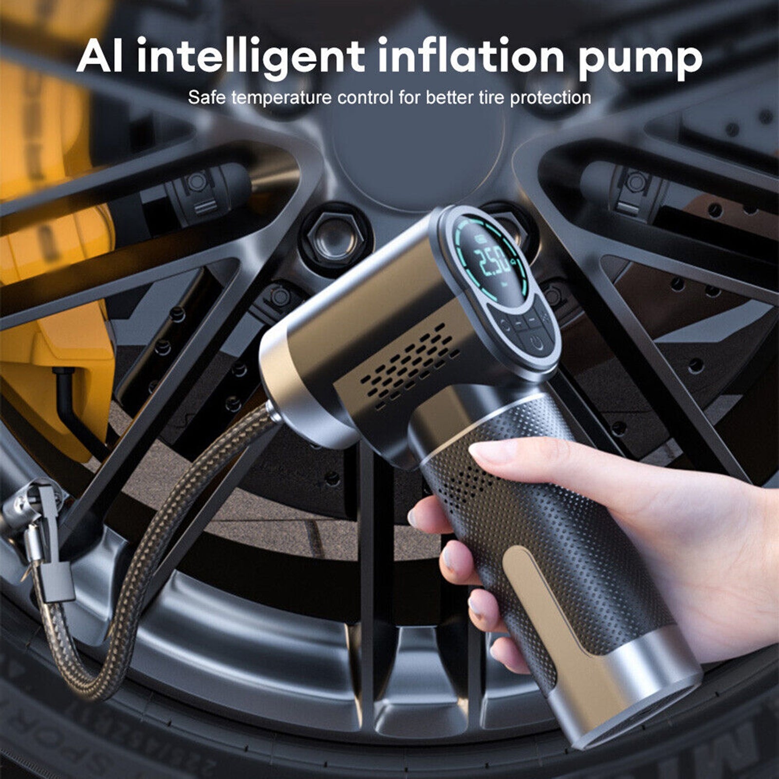 Tire Inflator Portable Air Compressor Night Lighting Cordless Portable Air Pump for Car Motorcycle E-Bike Ball Black - Premium Other Car Tools from Rapidvehicles - Just $35.99! Shop now at Rapidvehicles