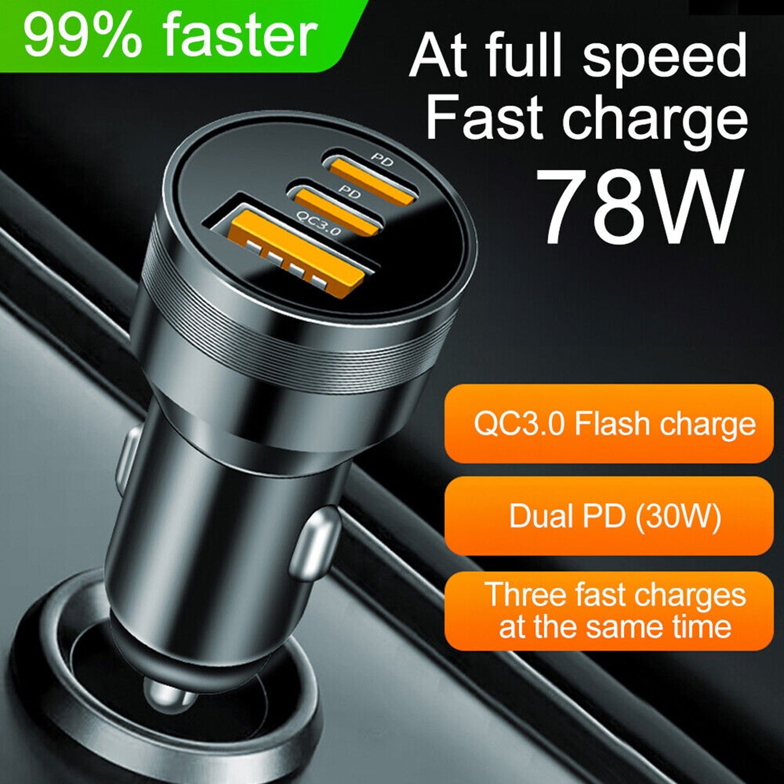 78W PD USB C Car Charger Dual PD QC3.0 Fast Power Charging Block Cigarette Lighter Socket Splitter Power Adapter black - Premium Car Chargers from Rapidvehicles - Just $15.99! Shop now at Rapidvehicles