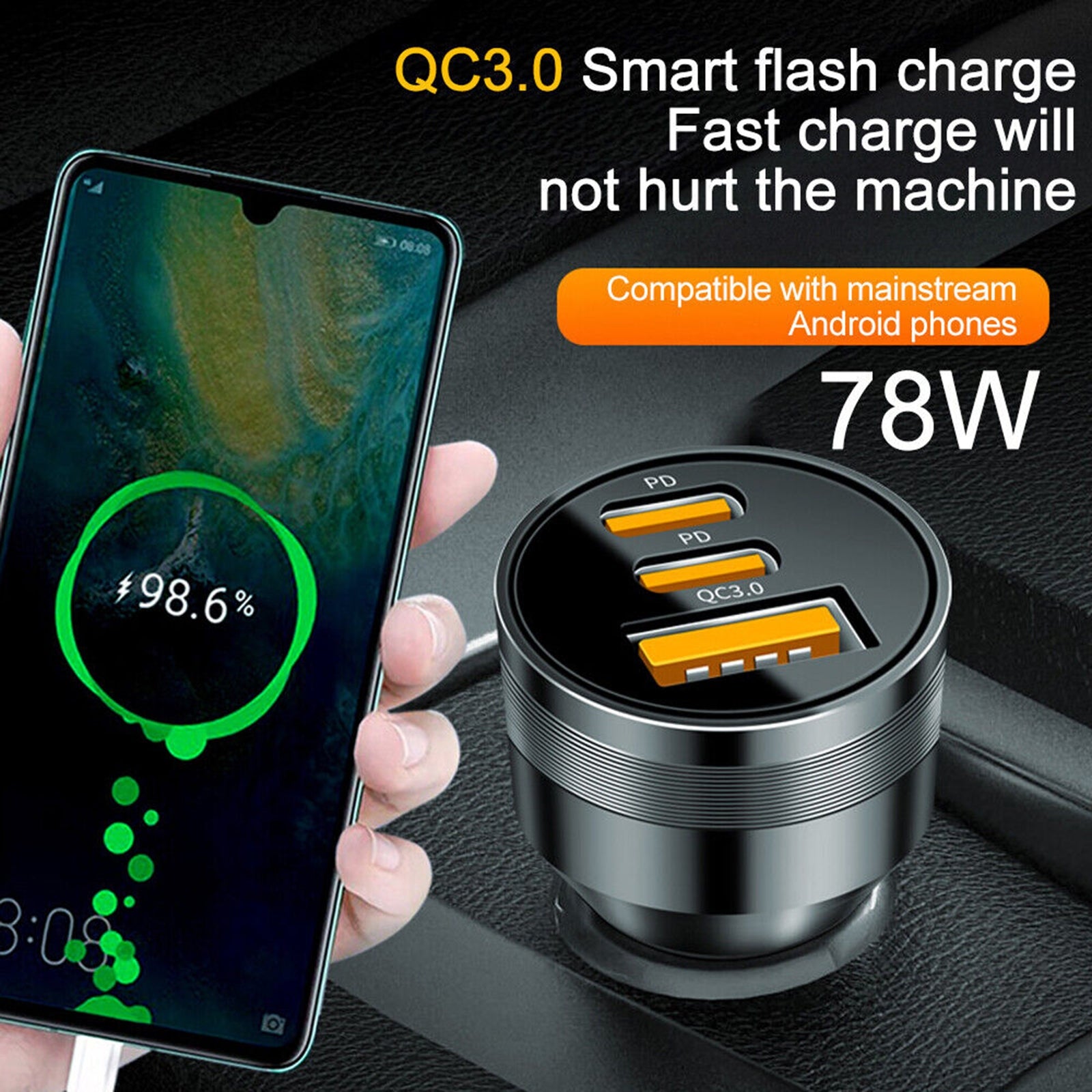 78W PD USB C Car Charger Dual PD QC3.0 Fast Power Charging Block Cigarette Lighter Socket Splitter Power Adapter black - Premium Car Chargers from Rapidvehicles - Just $15.99! Shop now at Rapidvehicles