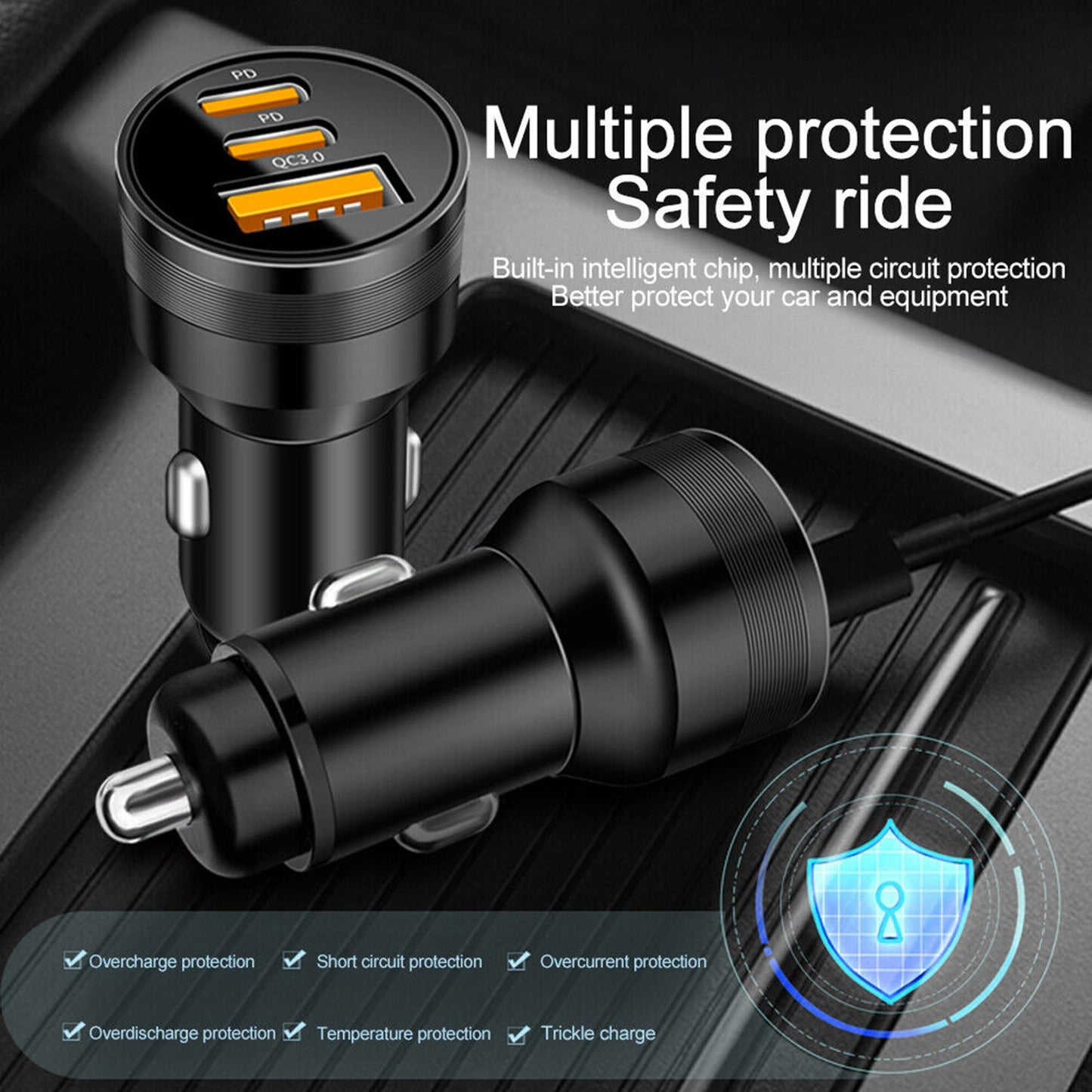 78W PD USB C Car Charger Dual PD QC3.0 Fast Power Charging Block - Premium Car Chargers from Rapidvehicles - Just $17.99! Shop now at Rapidvehicles