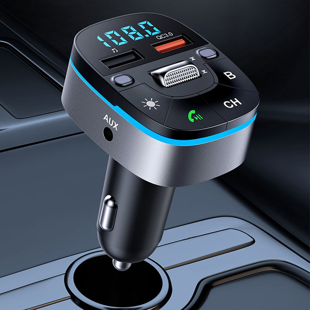 T75 V5.0 FM Transmitter For Car Wireless Adapter Cigarette Lighter Radio Music Player QC3.0 Fast Charger Hands-Free Kit black - Premium Car Chargers from Rapidvehicles - Just $29.99! Shop now at Rapidvehicles