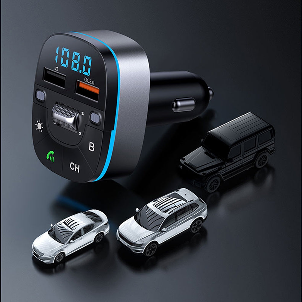 T75 V5.0 FM Transmitter For Car Wireless Adapter Cigarette Lighter Radio Music Player QC3.0 Fast Charger Hands-Free Kit black - Premium Car Chargers from Rapidvehicles - Just $29.99! Shop now at Rapidvehicles