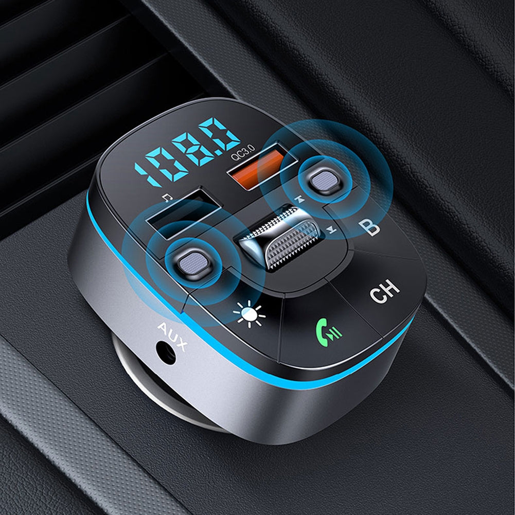 T75 V5.0 FM Transmitter For Car Wireless Adapter Cigarette Lighter Radio Music Player QC3.0 Fast Charger Hands-Free Kit black - Premium Car Chargers from Rapidvehicles - Just $29.99! Shop now at Rapidvehicles