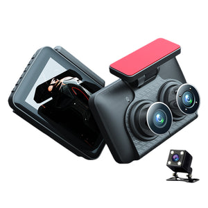 Dash Cam Front Rear Inside 3 Channel 1080P 4.0 Inch Screen Car Dvr Night Vision G-Sensor Parking Monitor Black - Premium Car DVR from Rapidvehicles - Just $49.47! Shop now at Rapidvehicles