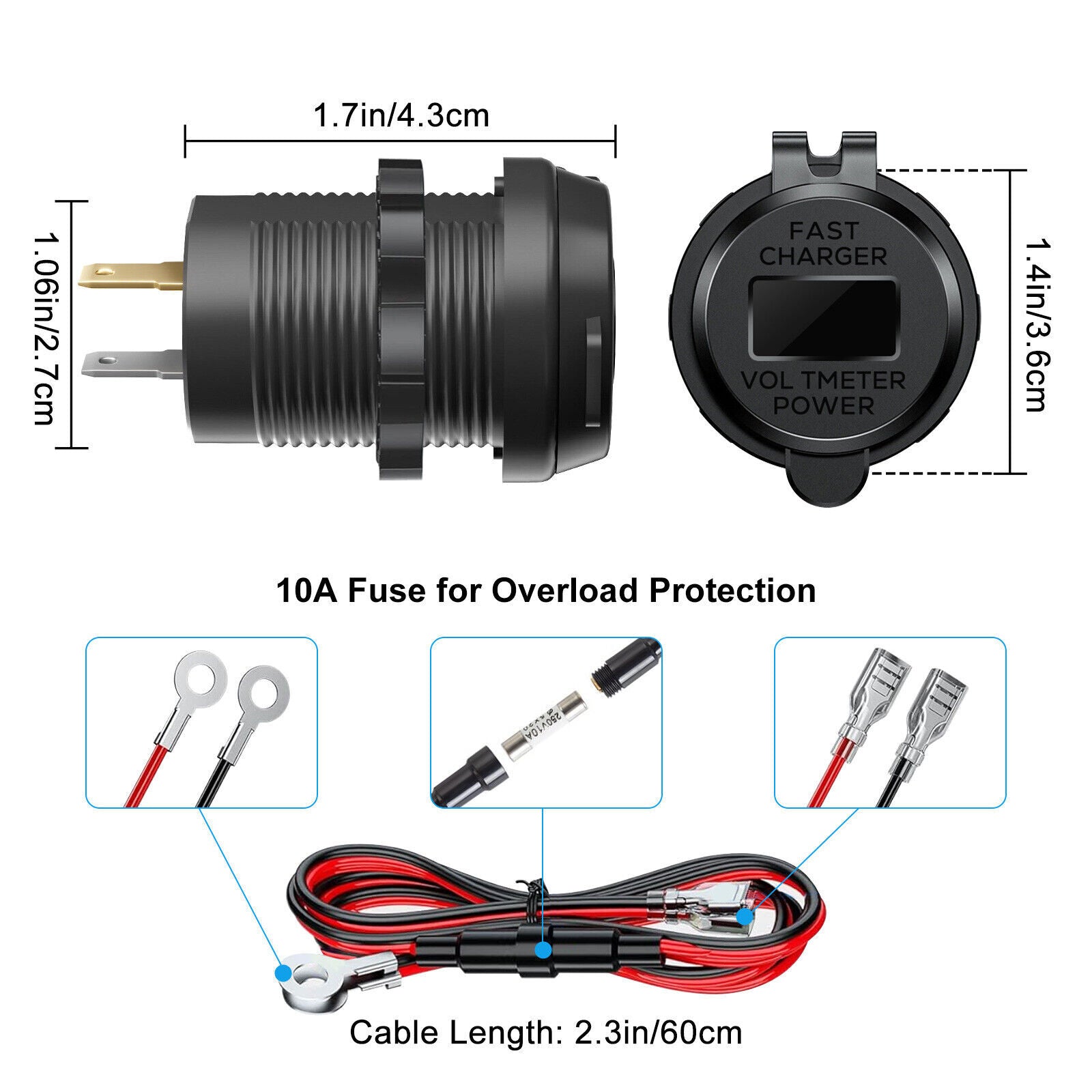 Car Charger Socket 45W PD USB Outlet 18W QC3.0 USB Charger Socket Car Cigarette Lighter Socket Charger Plug LED Voltmeter black - Premium Car Chargers from Rapidvehicles - Just $30.99! Shop now at Rapidvehicles