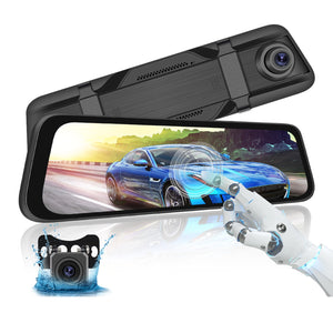 9.66 Inch Mirror Dash Cam Front Rear 1080P Camera IPS Touch Screen 150 Wide View Split Screen Driving Recorder Black - Premium Car DVR from Rapidvehicles - Just $88.50! Shop now at Rapidvehicles