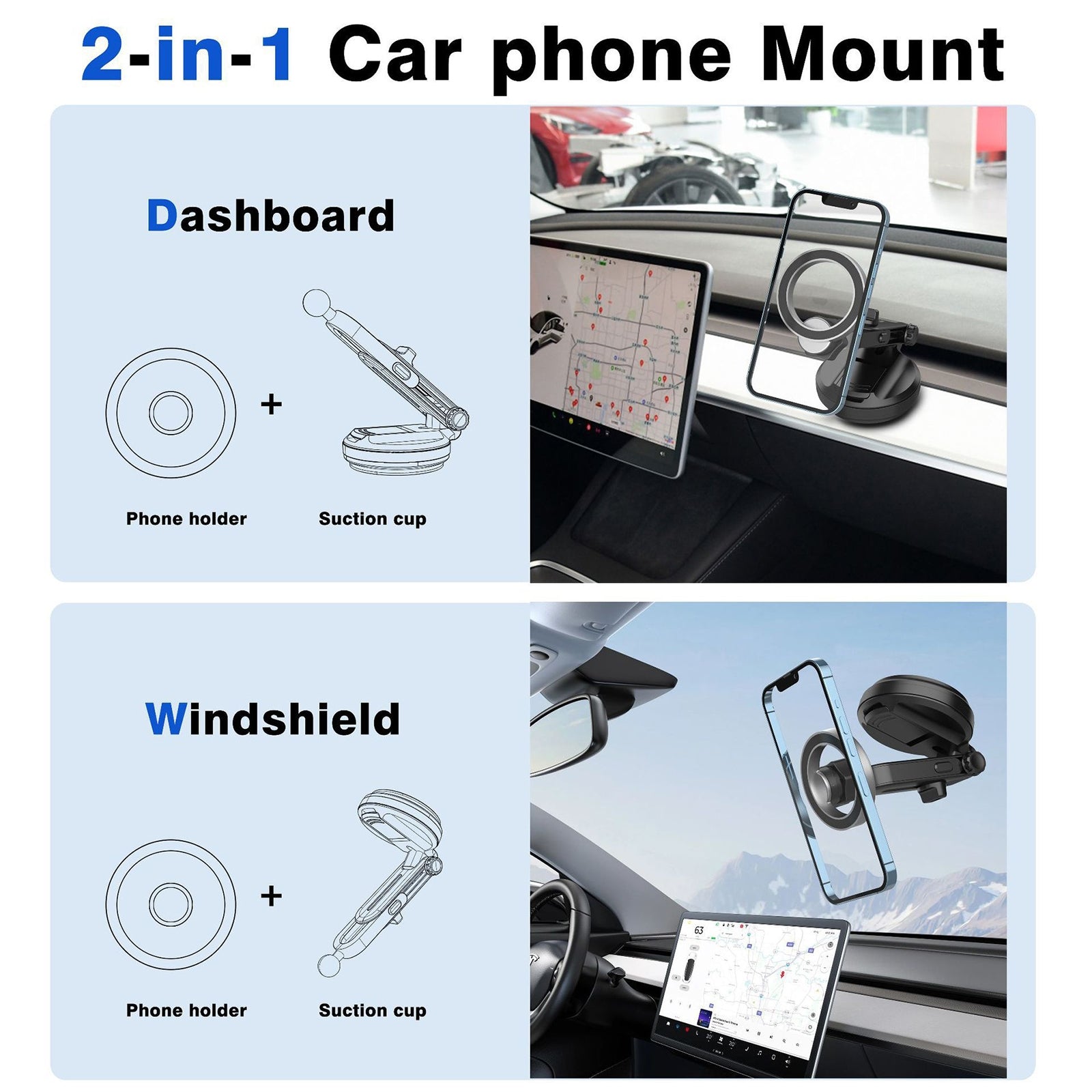 Magnetic Phone Holder For Car Compatible For Magsafe 360 Rotation Adjustable Telescopic Folding Stand For Auto Dashboard Windshield black - Premium Car Mounts & Holders from Rapidvehicles - Just $21.99! Shop now at Rapidvehicles