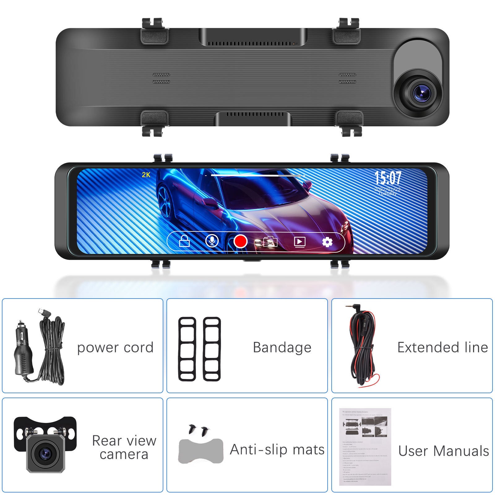 10.88 Inch 2k Mirror Dash Cam Backup Camera Front Rear Dual Cameras HD Touch Screen Wifi Driving Recorder Black - Premium Car DVR from Rapidvehicles - Just $114! Shop now at Rapidvehicles