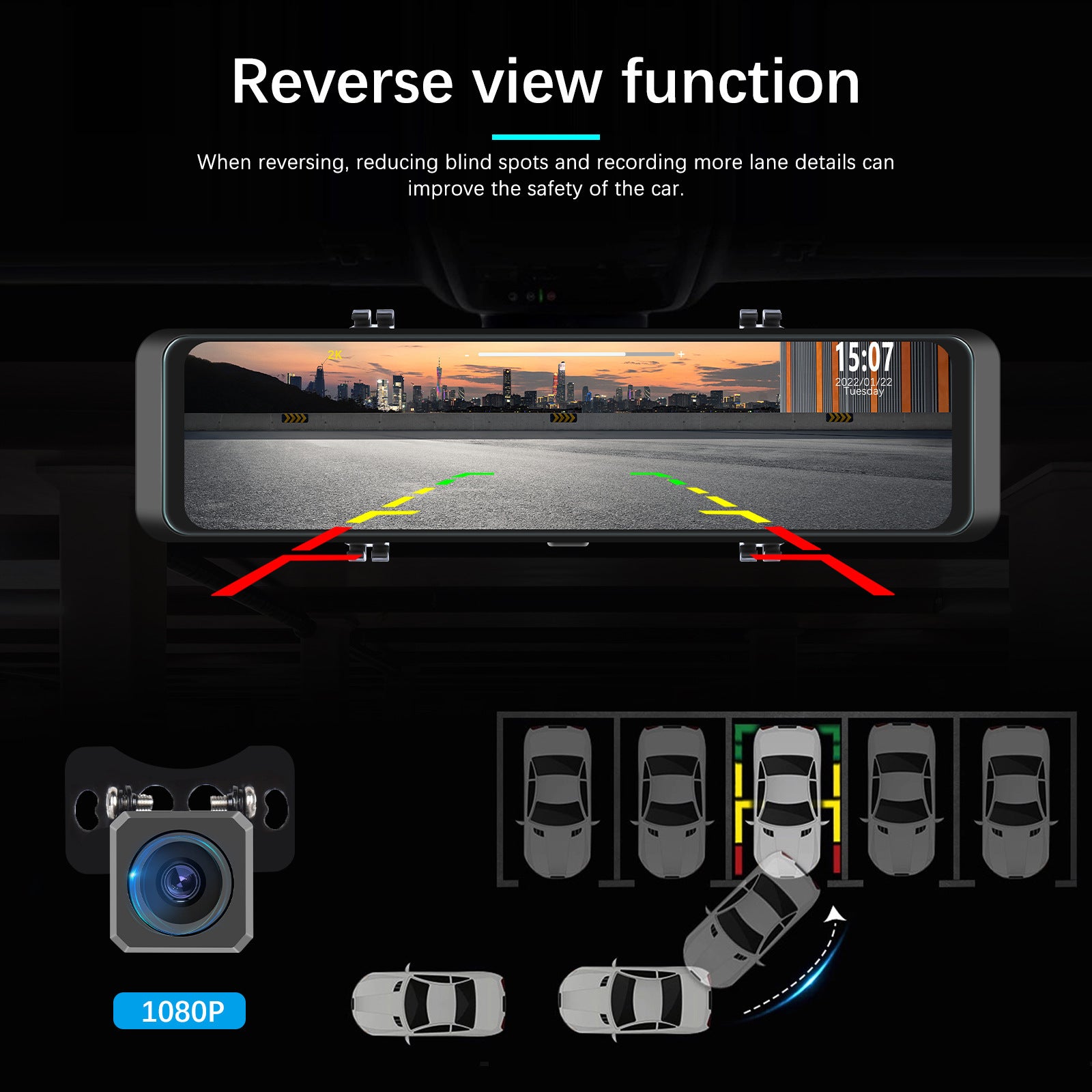 10.88 Inch 2k Mirror Dash Cam Backup Camera Front Rear Dual Cameras HD Touch Screen Wifi Driving Recorder Black - Premium Car DVR from Rapidvehicles - Just $114! Shop now at Rapidvehicles