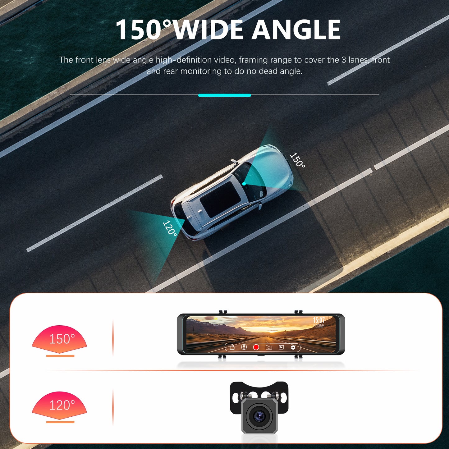 10.88 Inch 2k Mirror Dash Cam Backup Camera Front Rear Dual - Premium Car DVR from Rapidvehicles - Just $136.99! Shop now at Rapidvehicles