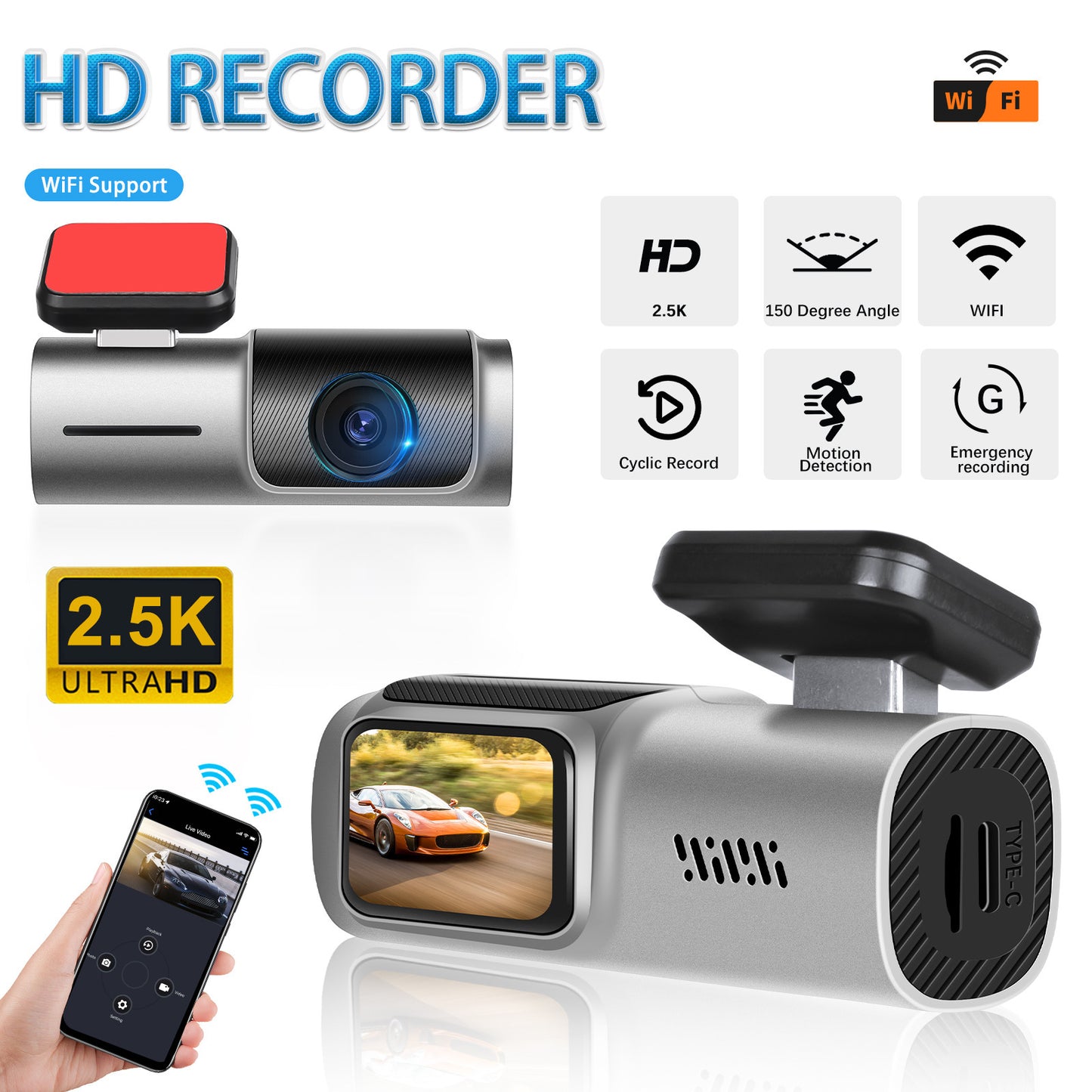 Dash Cam Car Camera 1.5 Inch High-definition IPS Screen Loop - Premium Car DVR from Rapidvehicles - Just $66.90! Shop now at Rapidvehicles