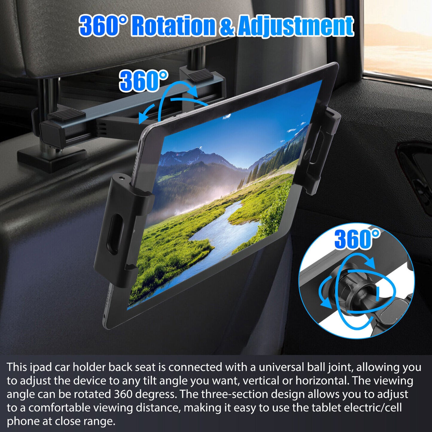 Car Headrest Mount Tablet Holder For 1.9 Inch To 6.9 Inch - Premium Car Mounts & Holders from Rapidvehicles - Just $22.99! Shop now at Rapidvehicles