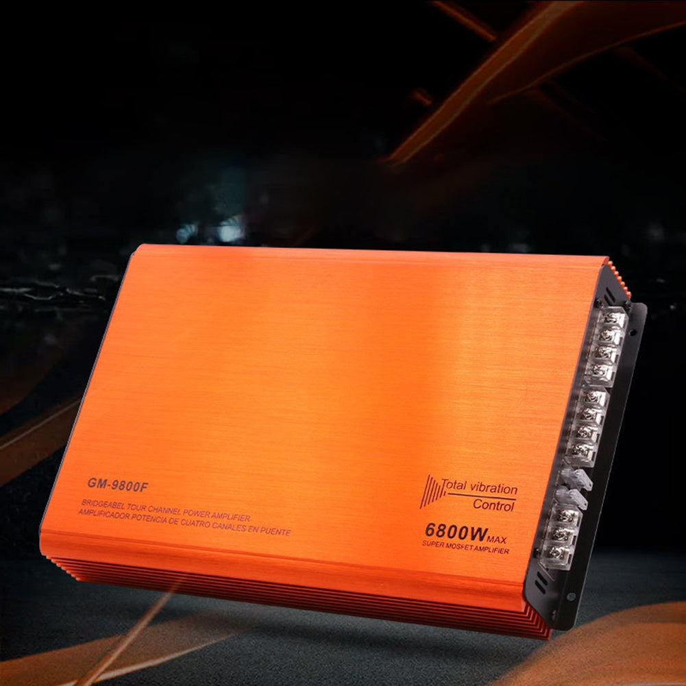 4-Channel Car Amplifier 9800 4x100W Audio Power Amplifier 4 Ohm Stable 90d 10HZ-30khz Stereo Audio Speaker Orange Black - Premium Other Car Electronics from Rapidvehicles - Just $105.15! Shop now at Rapidvehicles