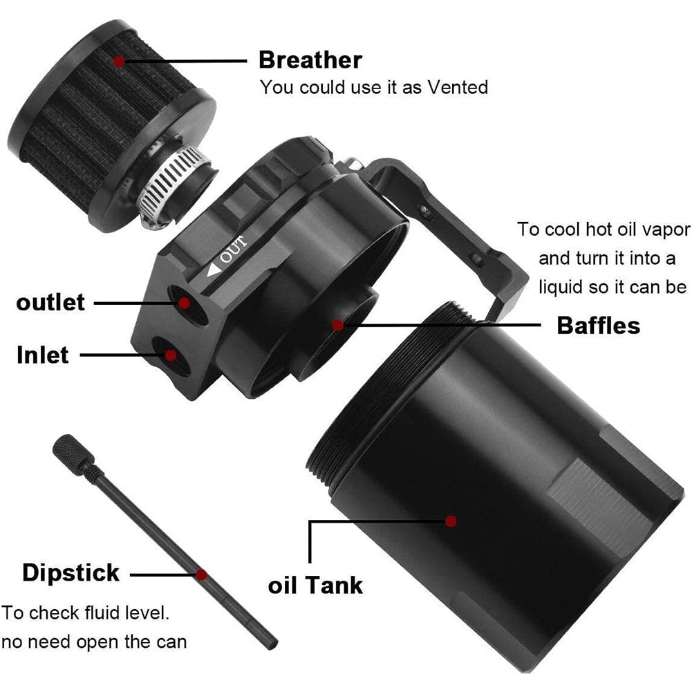 300ML Oil Catch Can Kit Universal Aluminum Oil Separator Catch - Premium Car Organizers from Rapidvehicles - Just $49.99! Shop now at Rapidvehicles