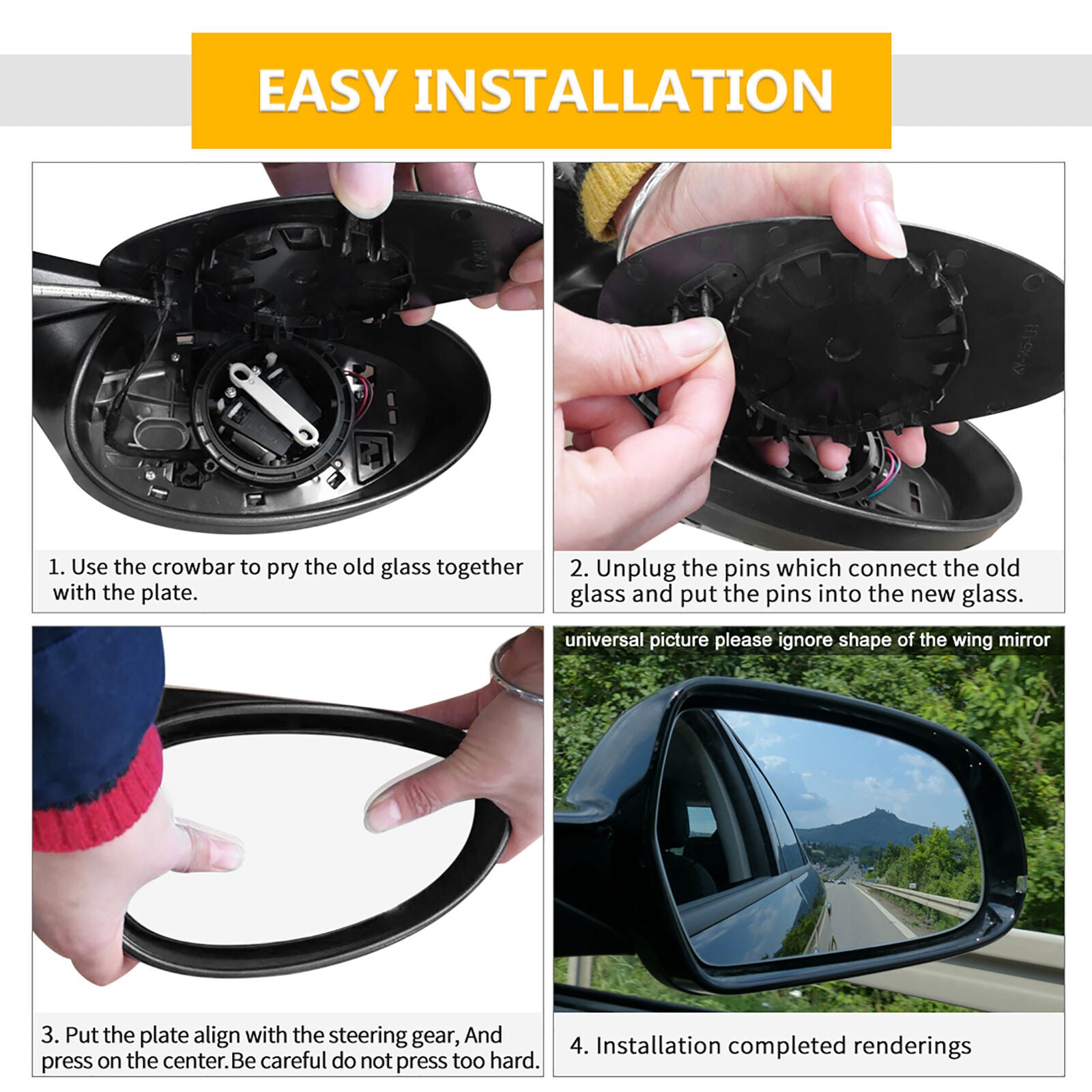 Car Door Side Mirror Glass Replacement Heating Wing Mirror Glass With Backing Compatible For Evoque 11-19 LR025209 LR025225 Automobile Accessories right - Premium Other Exterior Parts from Rapidvehicles - Just $36.64! Shop now at Rapidvehicles