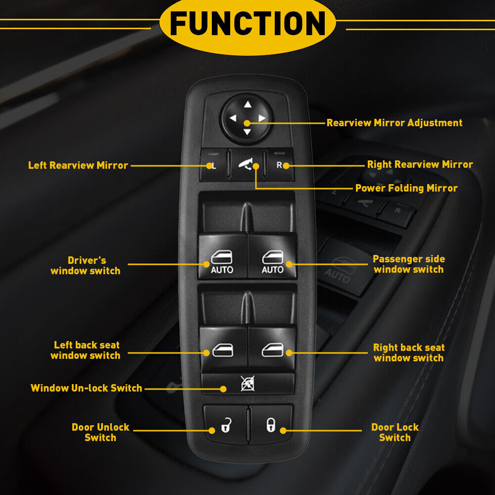 Driver Side Power Window Switch Replacement SM1871 DWS1834 68110872AA 68298872AA Automobile Window Regulator Control Switch Button Accessories black - Premium Car Organizers from Rapidvehicles - Just $37.60! Shop now at Rapidvehicles