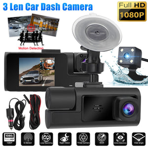 Car DVR Dash Cam Front And Rear Inside 3 Channel 1080P 2-inch IPS Screen Infrared Cabin Lights Night Vision Black - Premium Car DVR from Rapidvehicles - Just $37.84! Shop now at Rapidvehicles