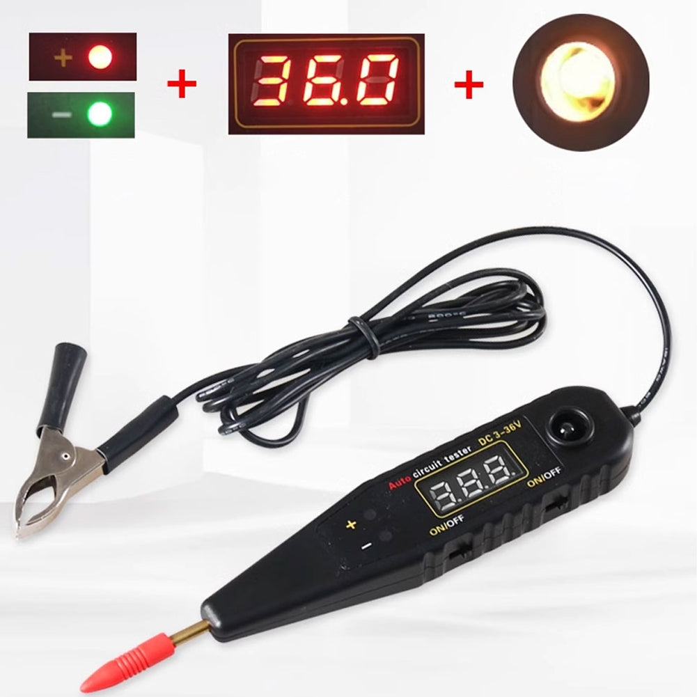 DC36 Automotive Electrical Circuit Tester Circuit Fault Finder Digital Display Detector With Voltmeter Probe Kit Vehicle Power Diagnostic Tool With LED Lights black - Premium OBD & Diagnostic Tools from Rapidvehicles - Just $22.99! Shop now at Rapidvehicles