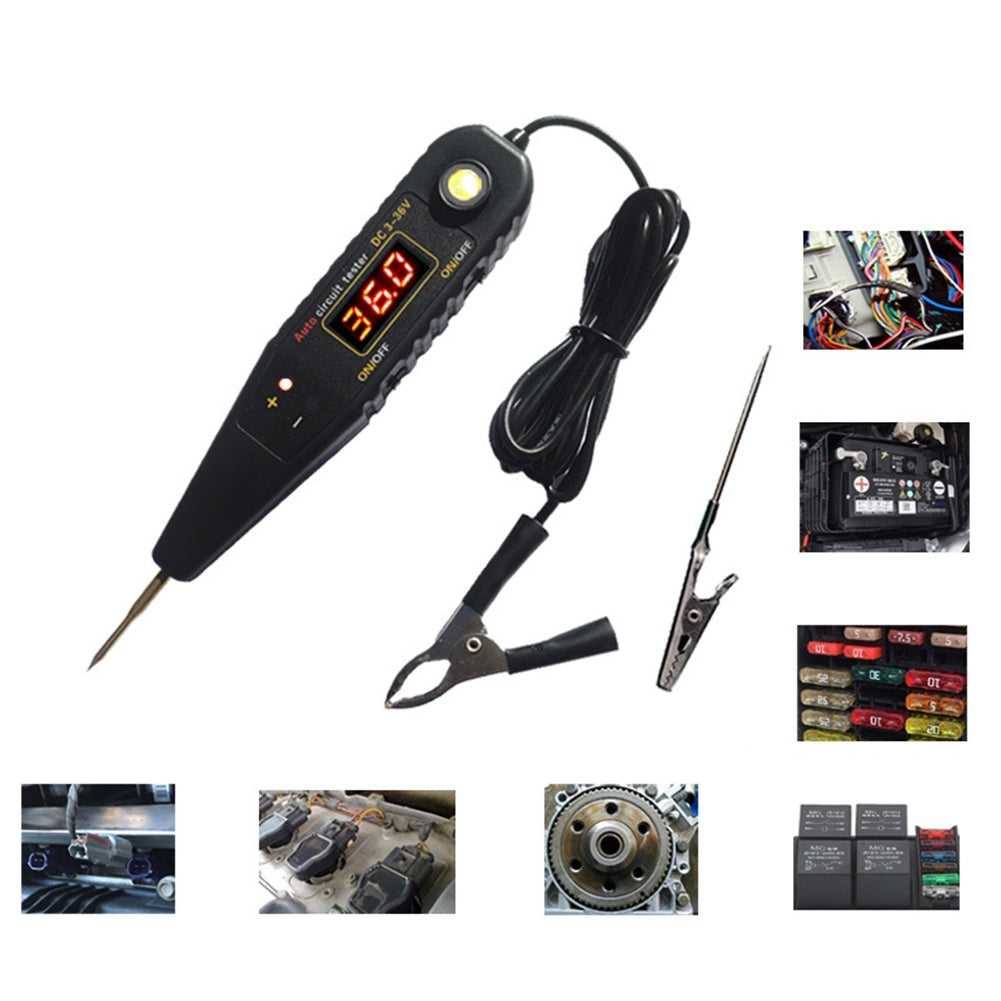 DC36 Automotive Electrical Circuit Tester Circuit Fault Finder Digital Display Detector With Voltmeter Probe Kit Vehicle Power Diagnostic Tool With LED Lights black - Premium OBD & Diagnostic Tools from Rapidvehicles - Just $22.99! Shop now at Rapidvehicles