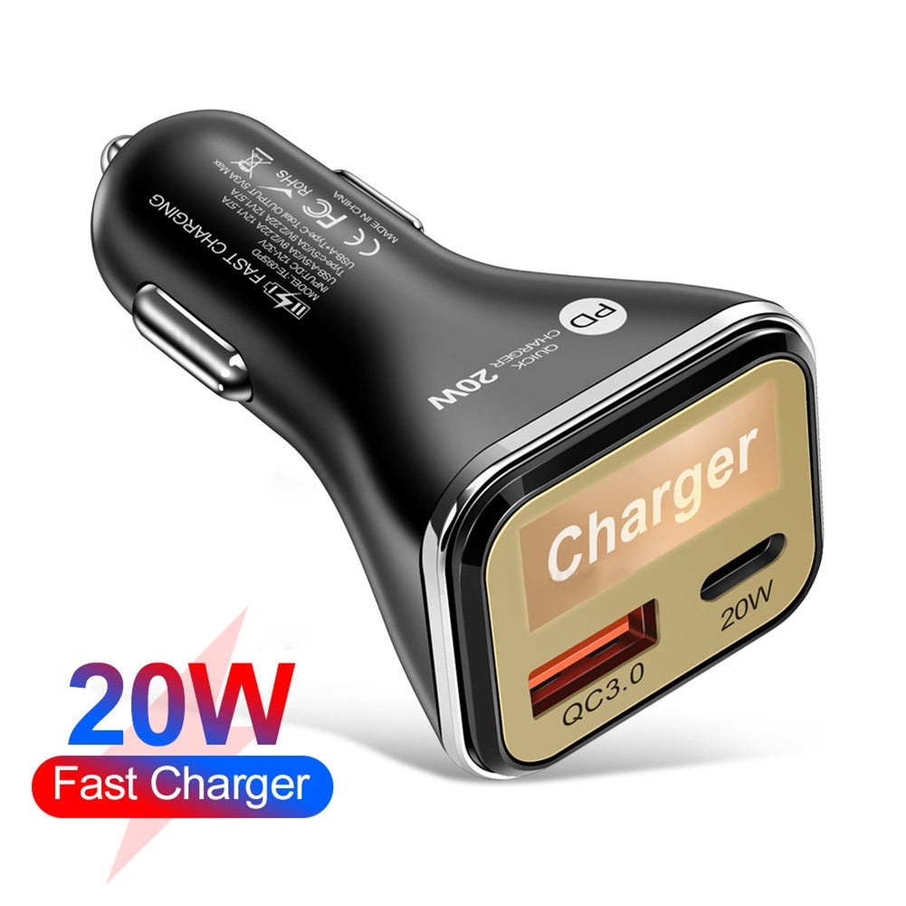 USB C Car Charger Adapter Dual Port QC3.0+PD20W Fast Charging Adapter Circuit Protection Compact Charger 12V/24V Universal For Most Vehicles black - Premium Car Chargers from Rapidvehicles - Just $15.99! Shop now at Rapidvehicles